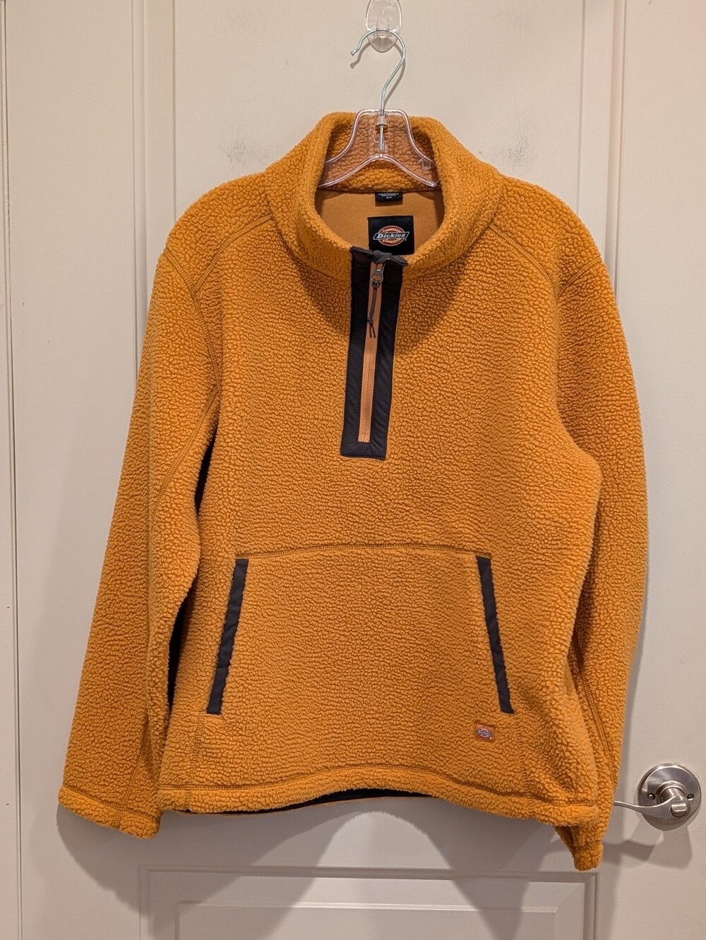 NWOT Dickies Mustard Yellow Sherpa Half-Zip Pullover High Pile Fleece Small
